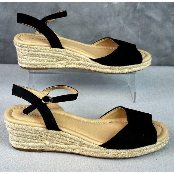 Charter Club Luchia Womens Canvas Buckle Wedge Sandals - Picture 1 of 5